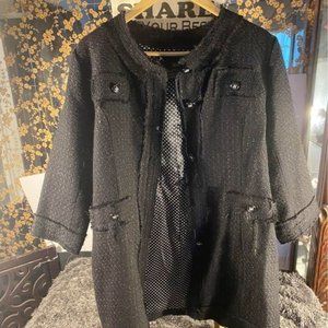 Luii black distressed and silver speckle pea coat